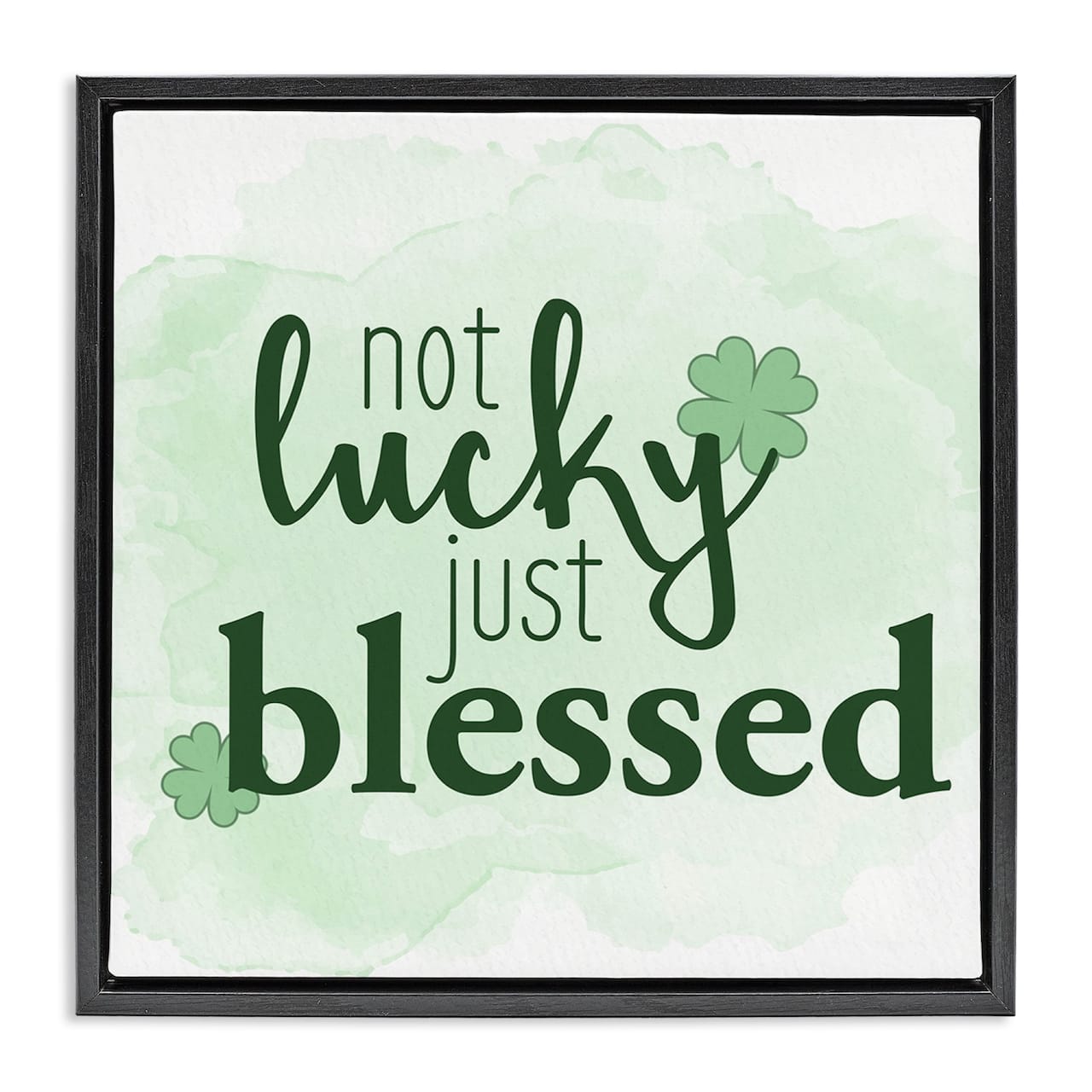 Stupell Industries Just Blessed Green Shamrocks Floater Framed Art